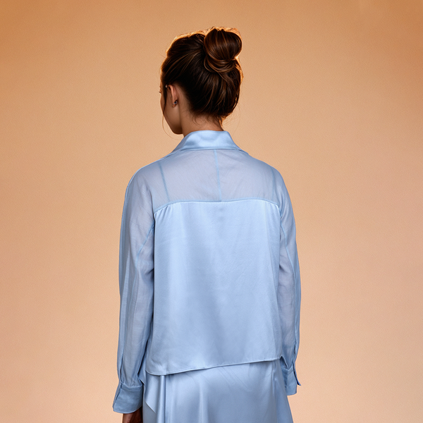 Bellamilan Brand Luxurious Heavy-weight Satin Silk Spliced Shirt