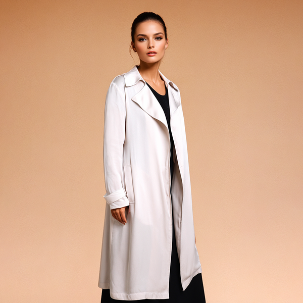 Bellamilan Brand Luxurious Heavy Silk Trench Coat in Timeless Old Money Style